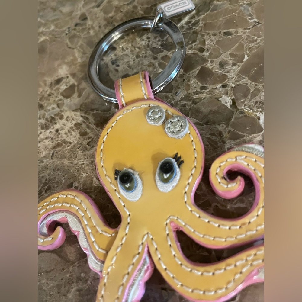 COACH Octopus Patent Leather Keychain Bag Charm - Picture 3 of 12